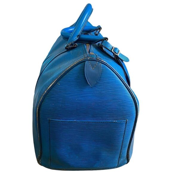Louis Vuitton 1995 “Keepall 50” travel duffle. Toledo blue Epi. One owner - Picture 2 of 16